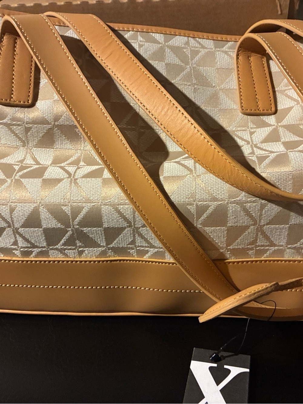 Classic Beige & Tan Tote Bag by Maxx with accessories